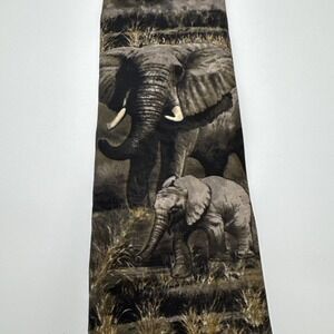 VTG Endangered Species 100% Imported Silk Necktie Elephants  57"  Made In USA‎